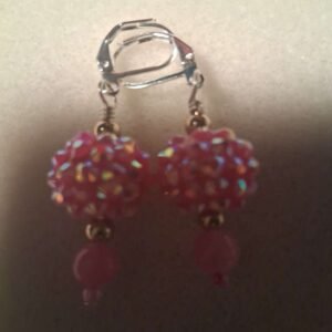 Pink glass earrings on lever backs