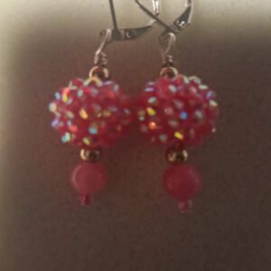 Pink on pink mirror effect earrings on lever backs